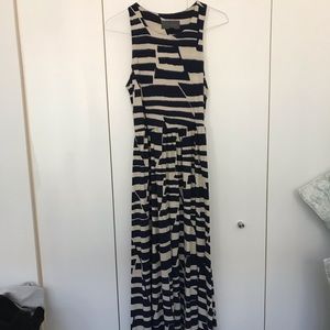 Geometric print maxi dress (navy and cream)